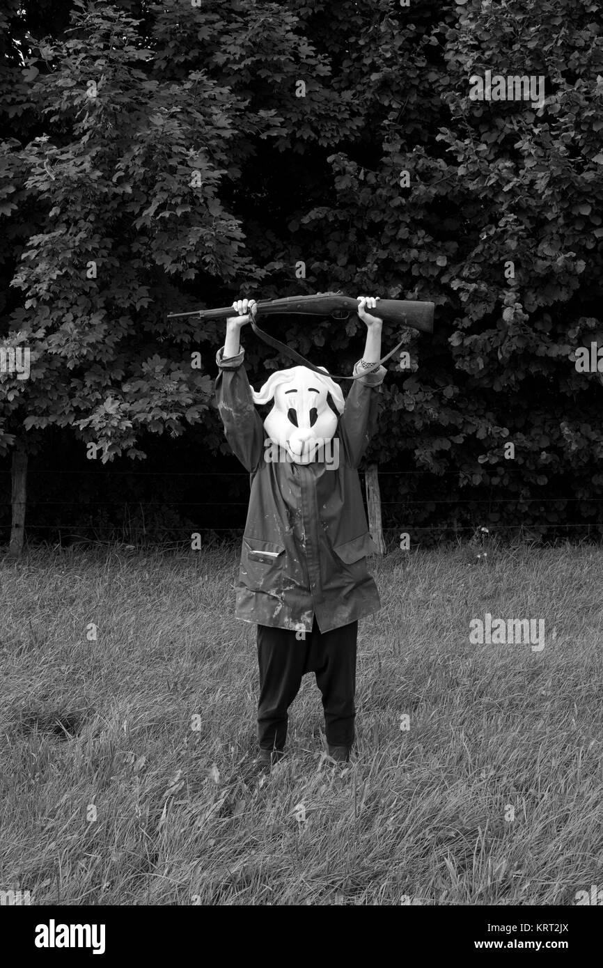 white rabbit hunter Stock Photo - Alamy