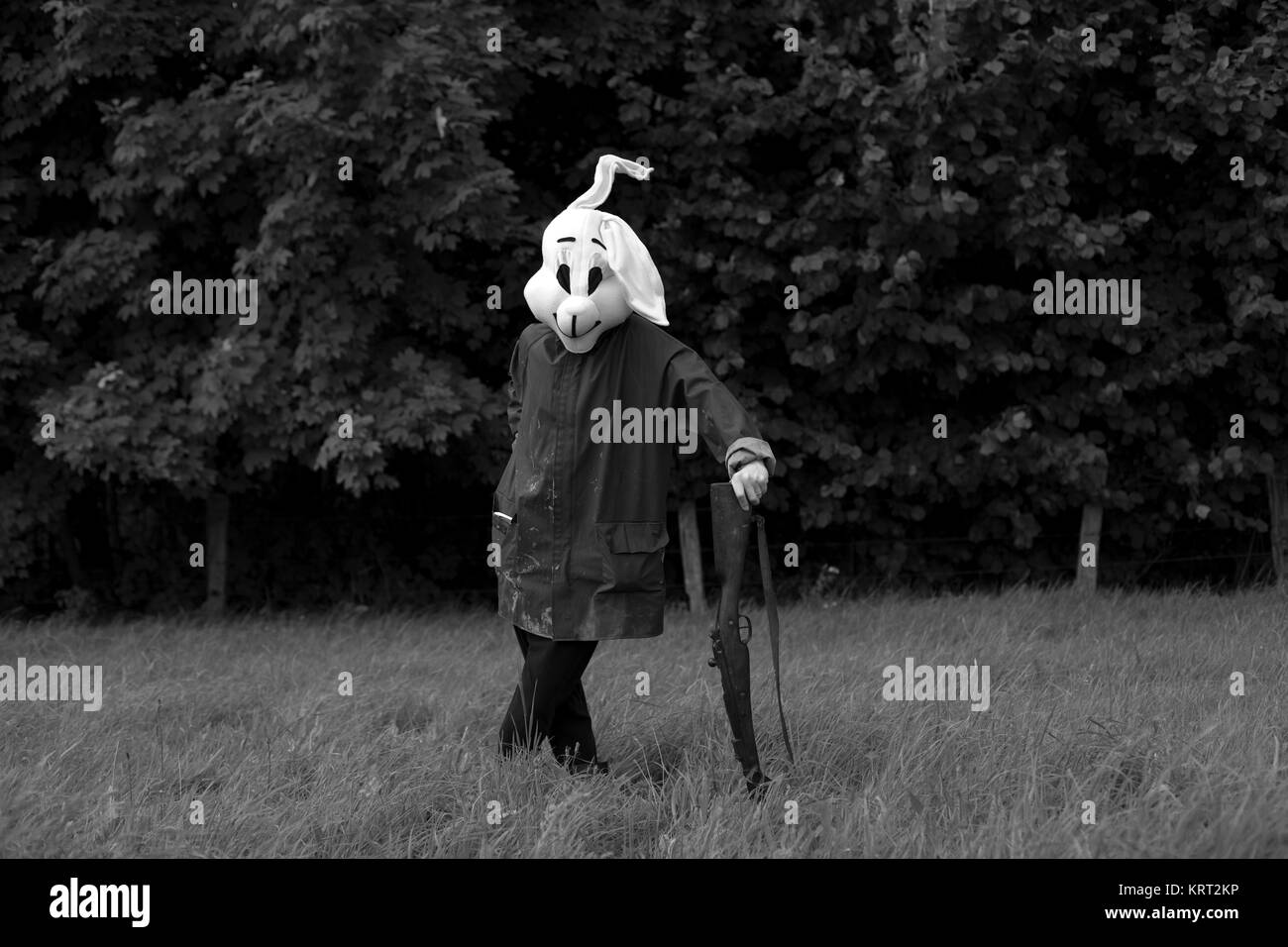 white rabbit hunter Stock Photo - Alamy