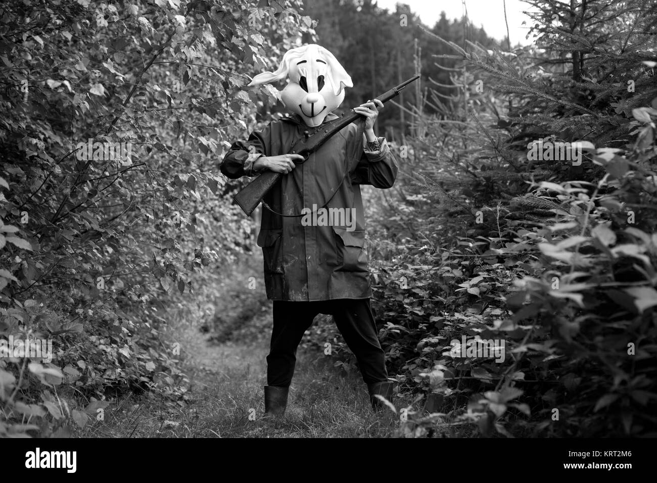 white rabbit hunter Stock Photo - Alamy