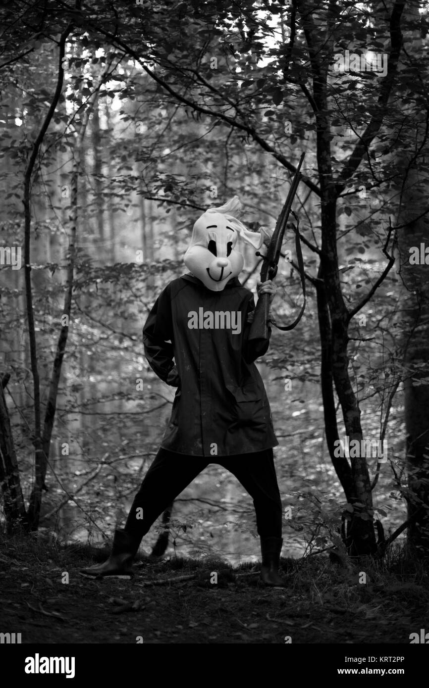 white rabbit hunter Stock Photo - Alamy