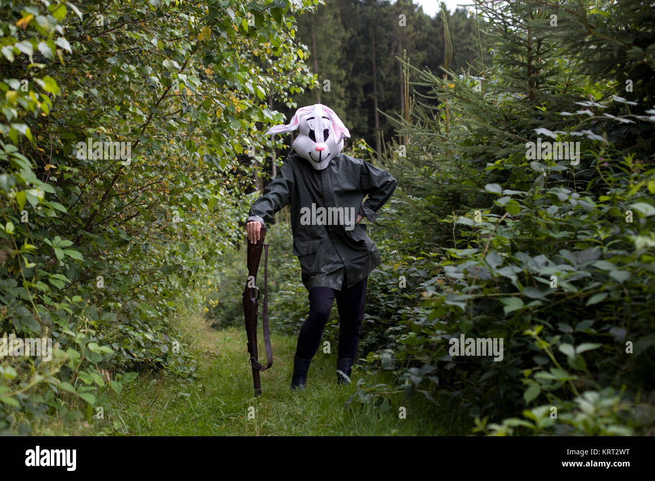 white rabbit hunter Stock Photo - Alamy