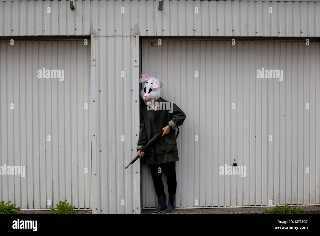 white rabbit hunter Stock Photo - Alamy
