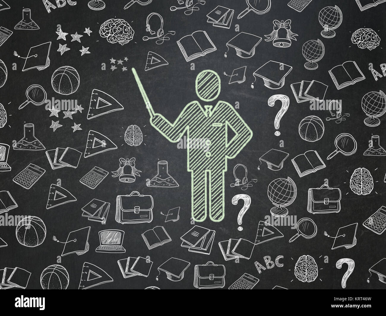 Education concept: Chalk Green Teacher icon on School board background ...