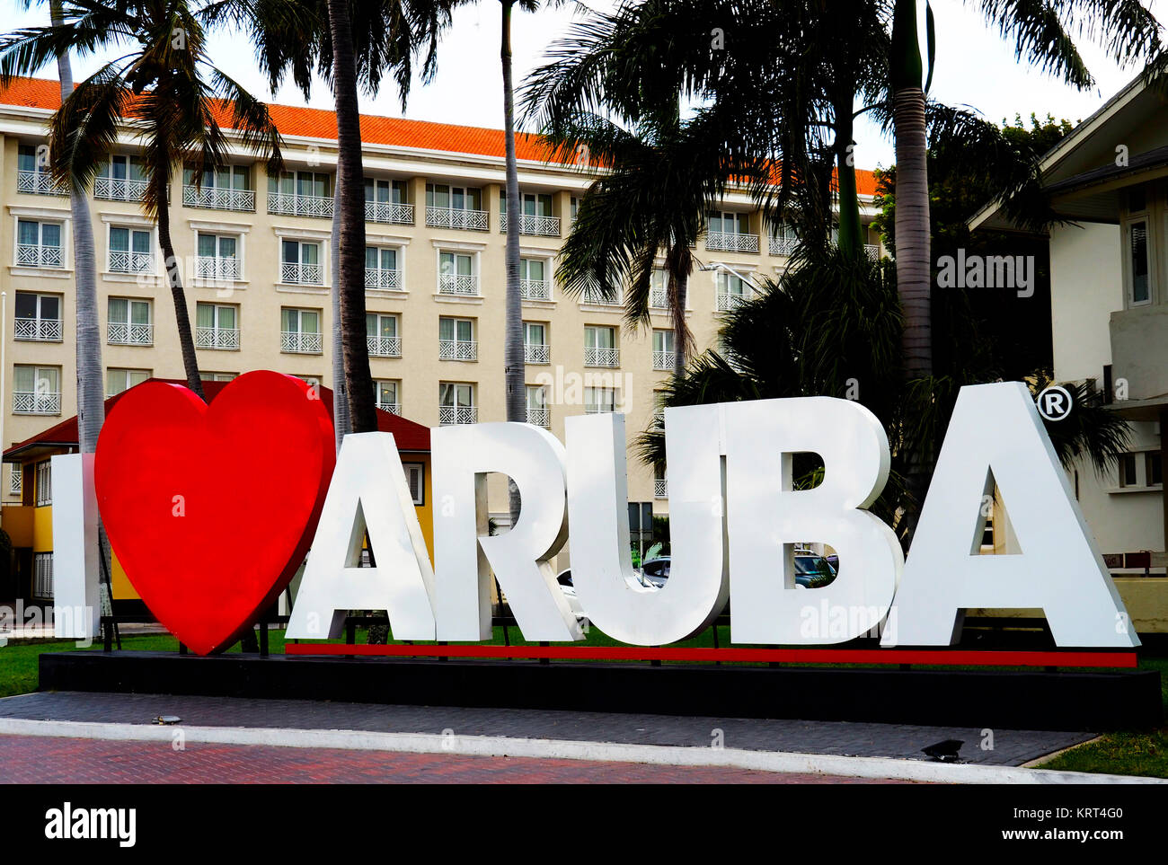 I Love Aruba Sign In Oranjestad On The Island Of Aruba Stock Photo Alamy