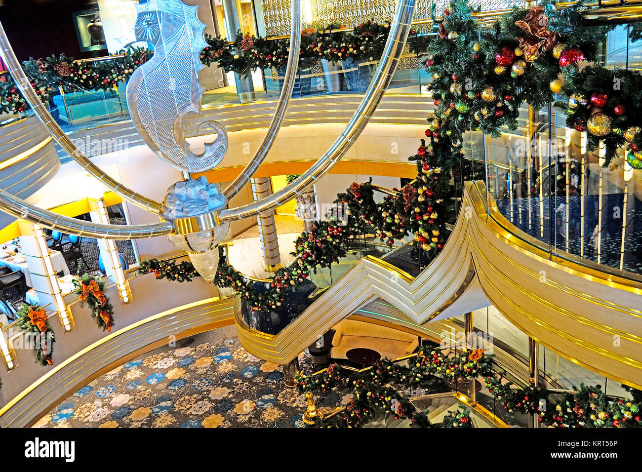 Atrium decorated for Christmas on Holland America Line's Zuiderdam