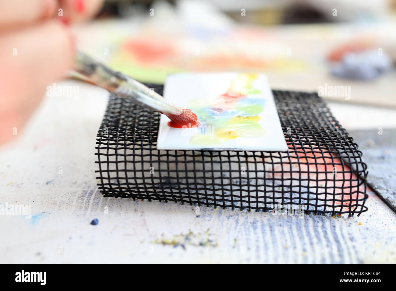 art classes. painting on glass Stock Photo Alamy