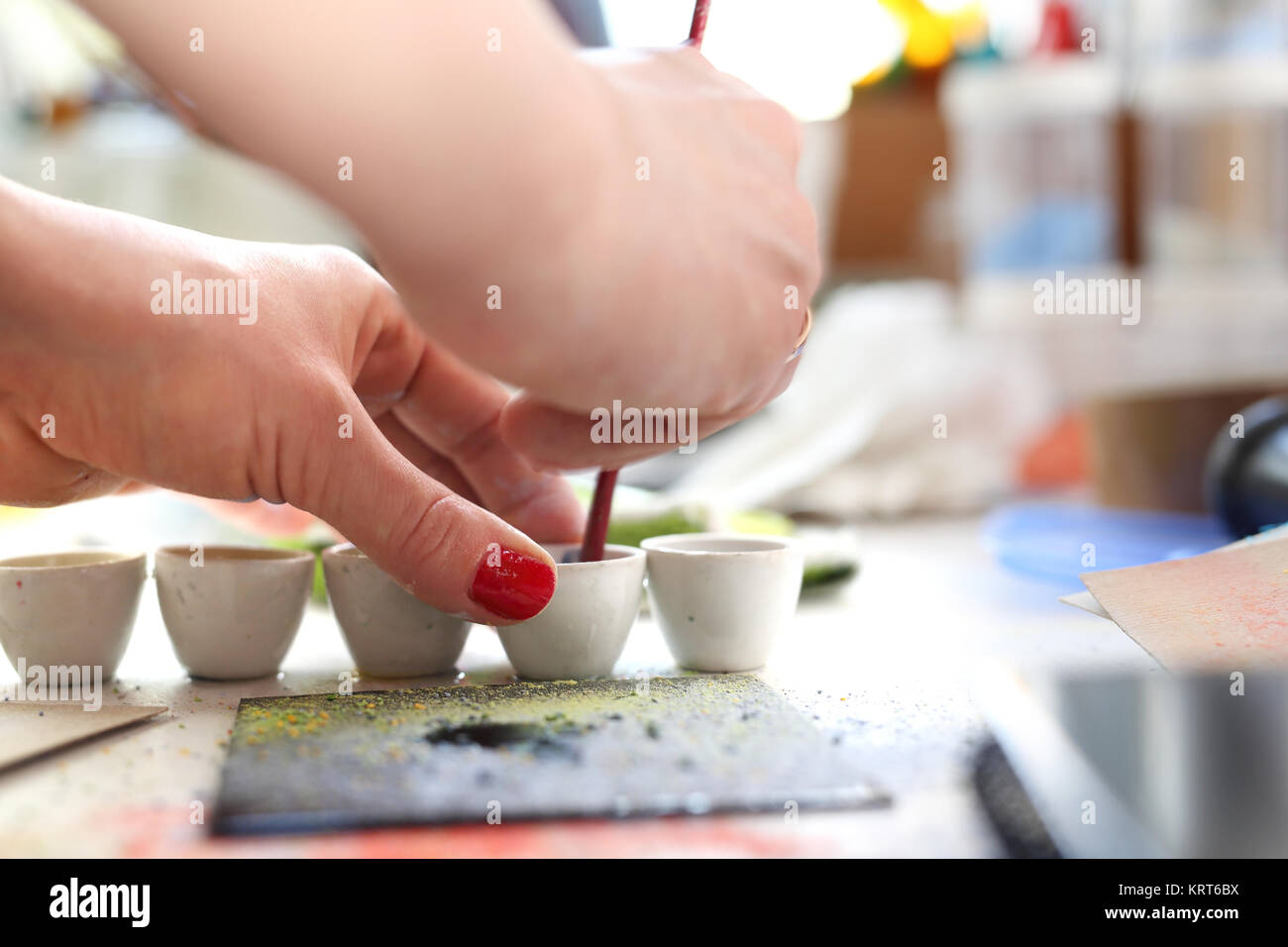 art classes. painting on glass Stock Photo Alamy