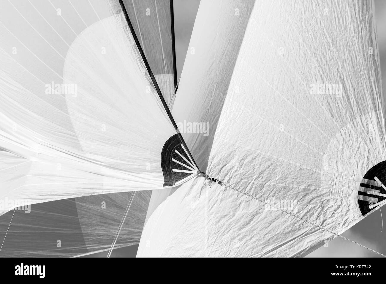 Sail detail of Dr Andrew Pearson's Bojar competing in Cowes during the Panerai British Classic Sailing Week regatta.  Picture date: Monday July 10, 20 Stock Photo