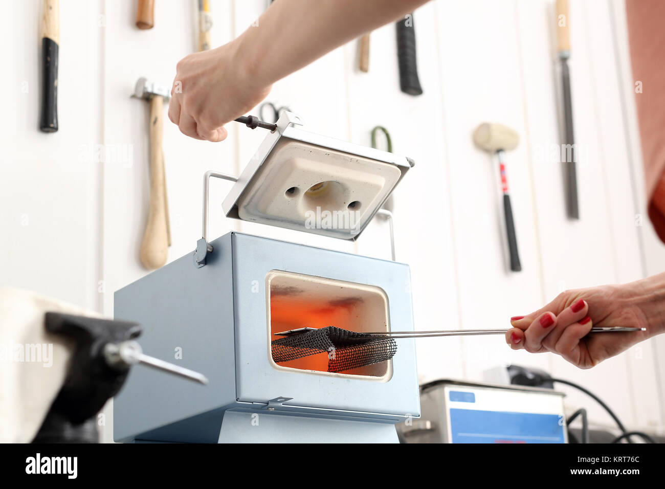 ceramic firing in the kiln chamber Stock Photo Alamy
