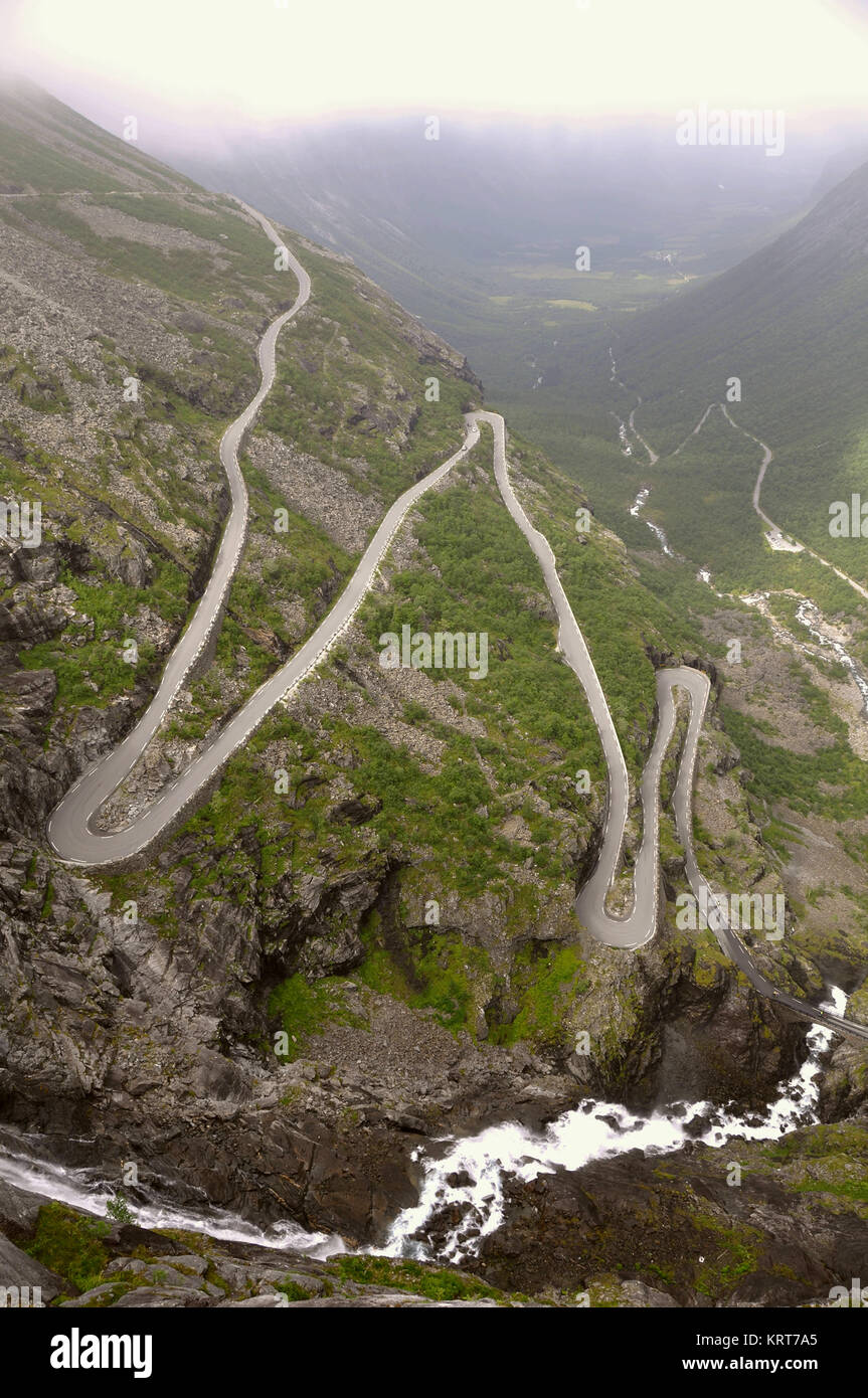 look 11km to the trollstigen one of the most famous roads of the world Stock Photo