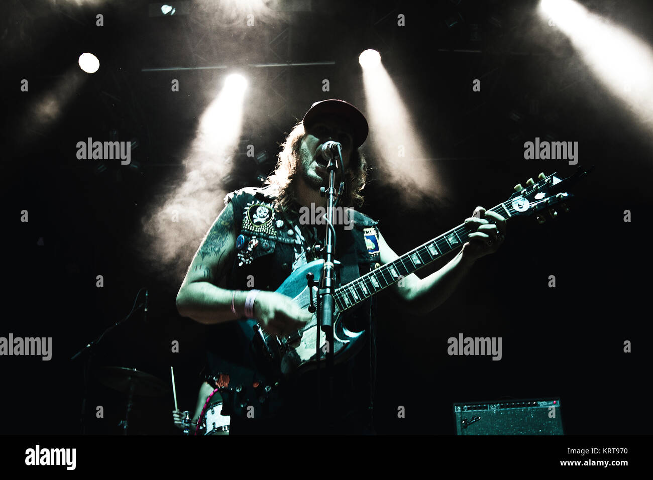 Garage-rock ’n’ roll band King Tuff performs a live concert led by vocalist Kyle Thomas. Denmark 2013. Stock Photo
