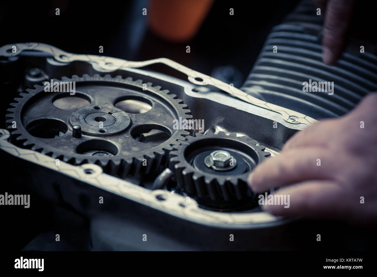 Timing sprockets in boxer engine Stock Photo Alamy