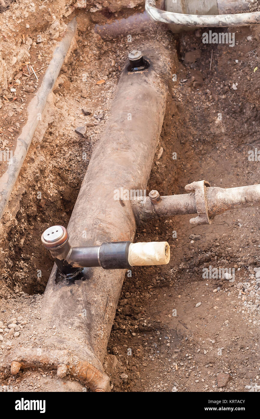 Construction of new water line Stock Photo Alamy