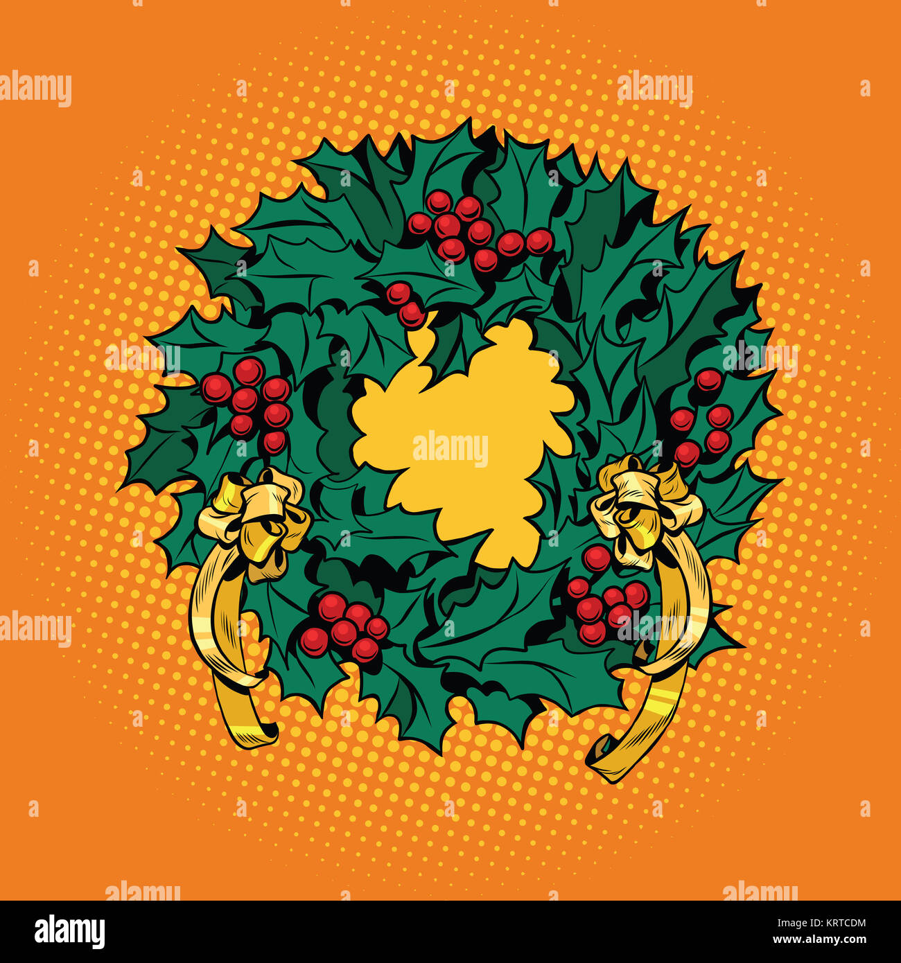 Christmas wreath of Holly with red berries Stock Photo - Alamy