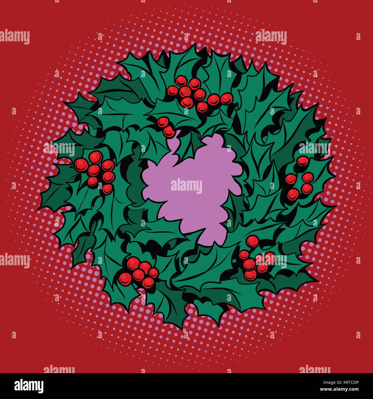 Christmas wreath of Holly with red berries Stock Photo - Alamy
