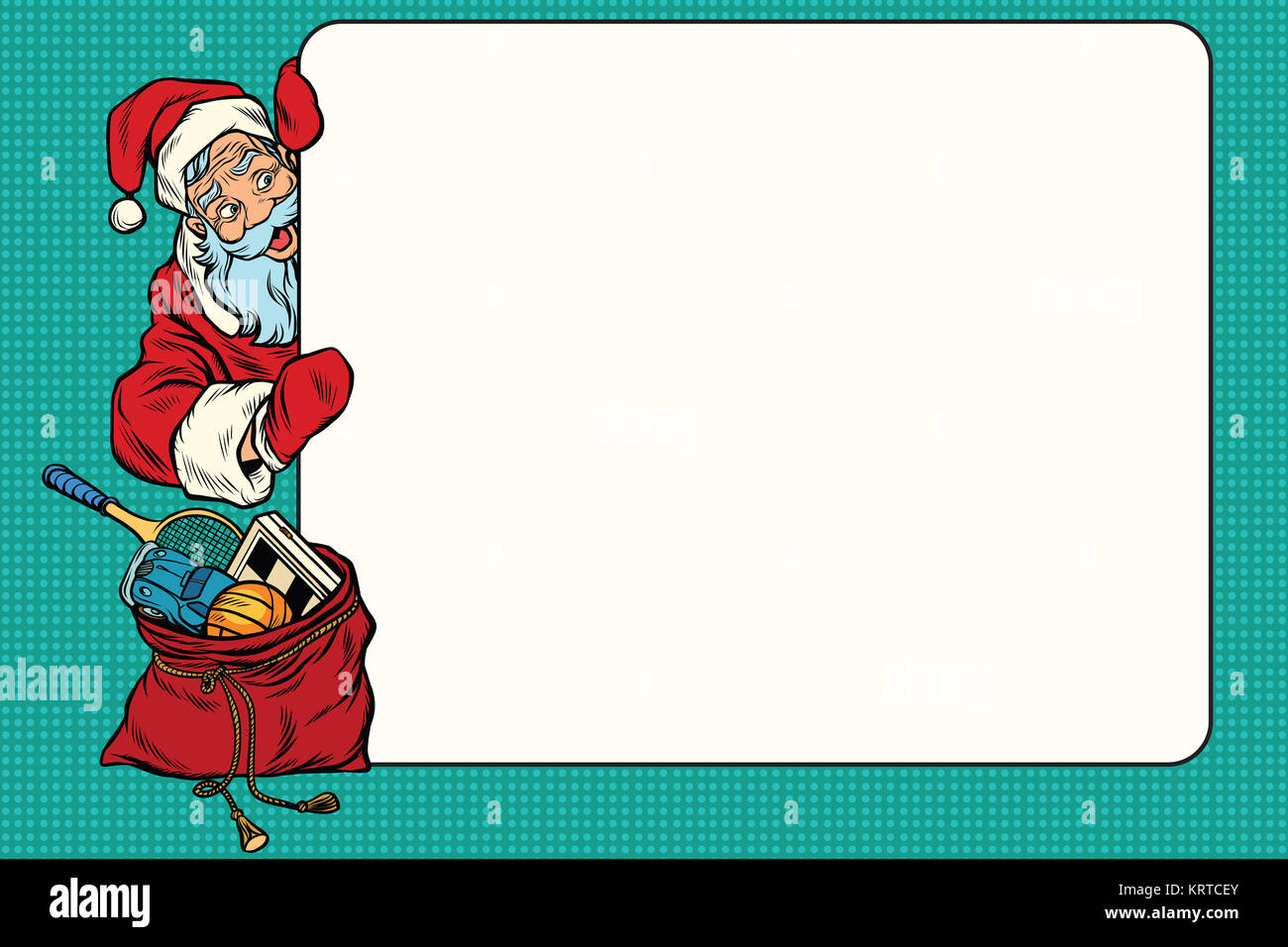 cartoon Santa Claus character showing a blank sign Stock Photo - Alamy