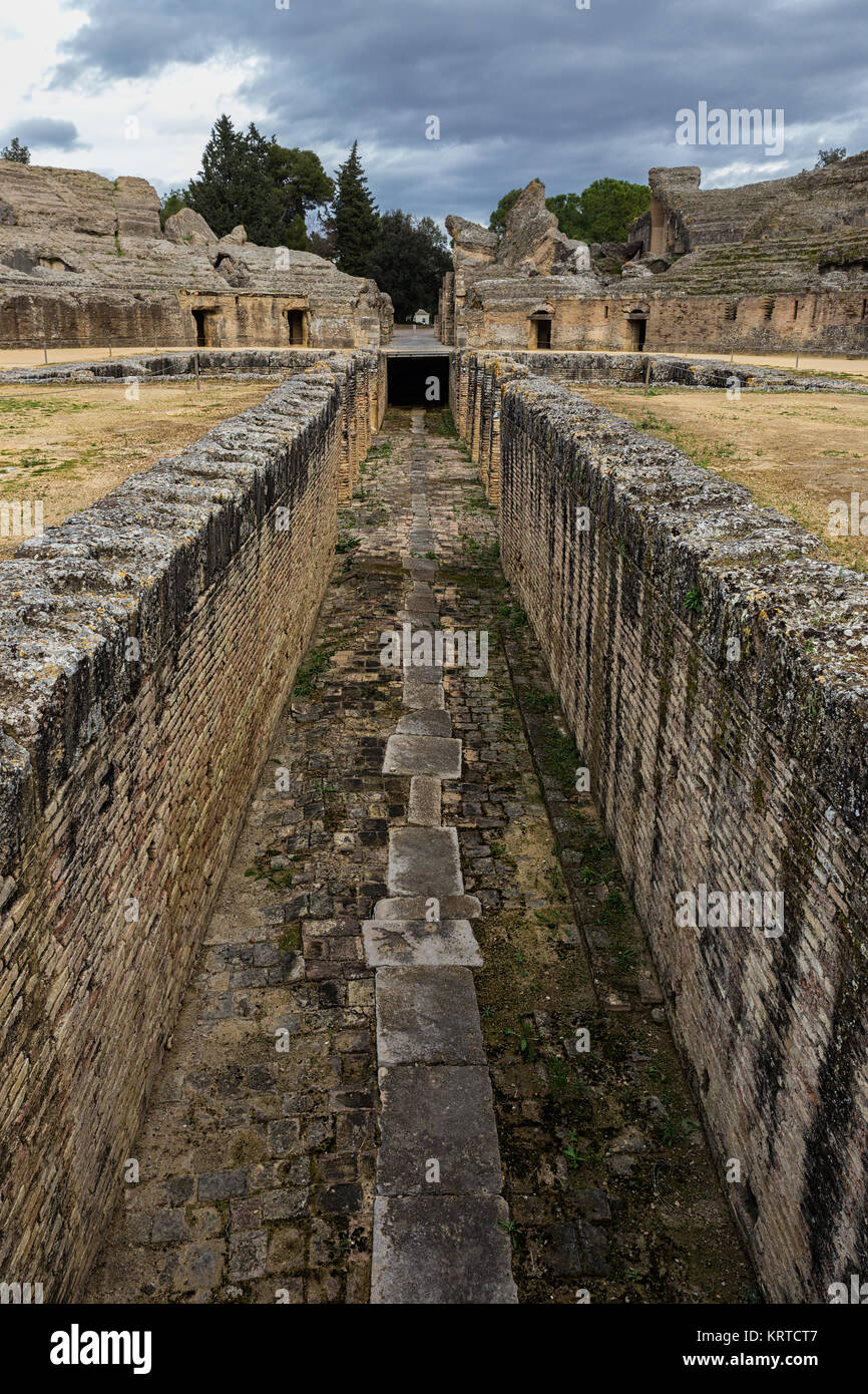 Roman amphitheater of Italica in Santiponce. Sevilla. Spain. Stock Photo