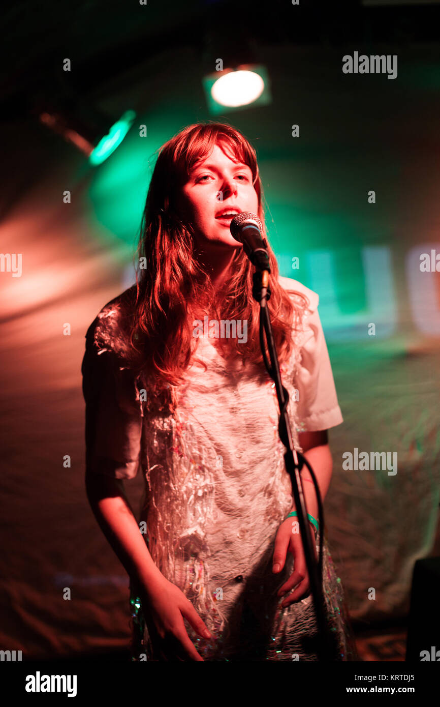 The Icelandic electronic music trio Samaris performs a live concert the