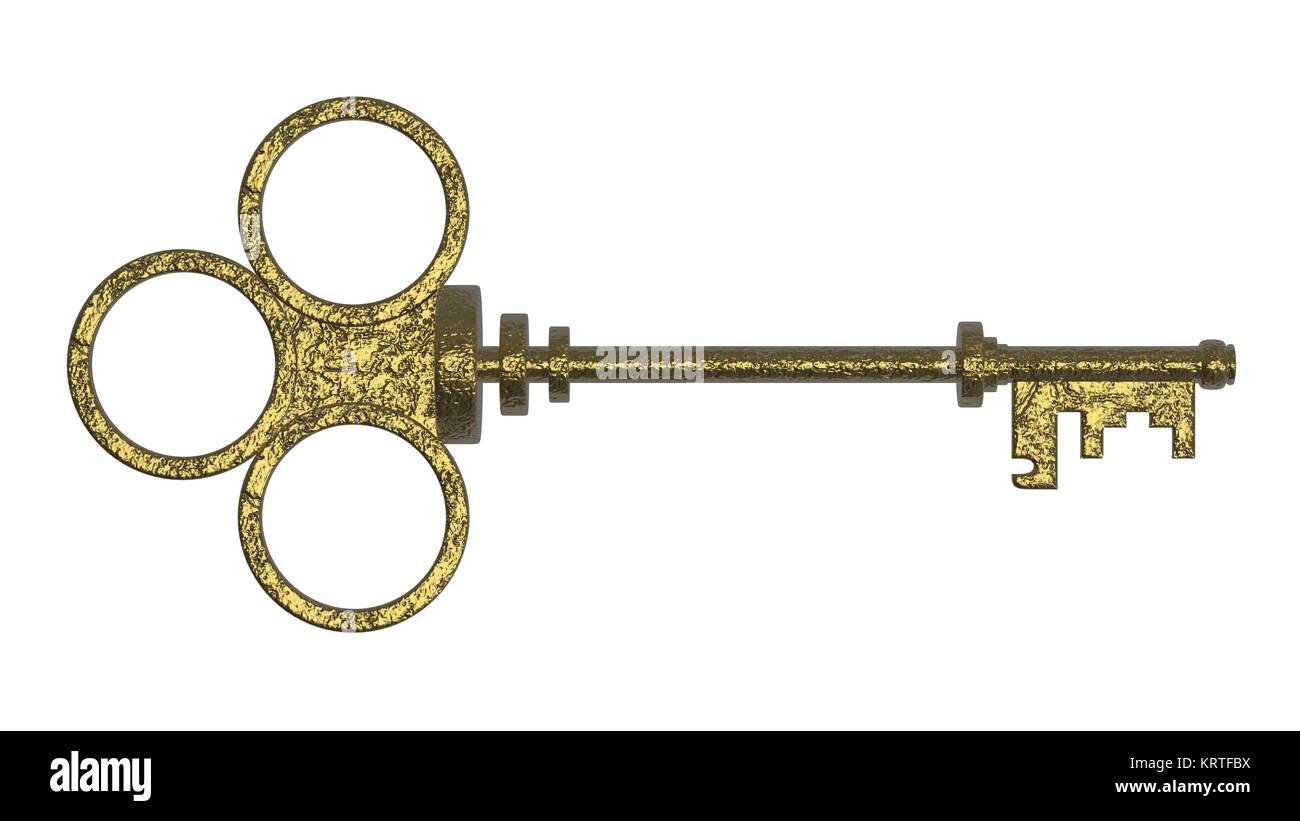 3d rendering old key isolated on white background Stock Photo - Alamy