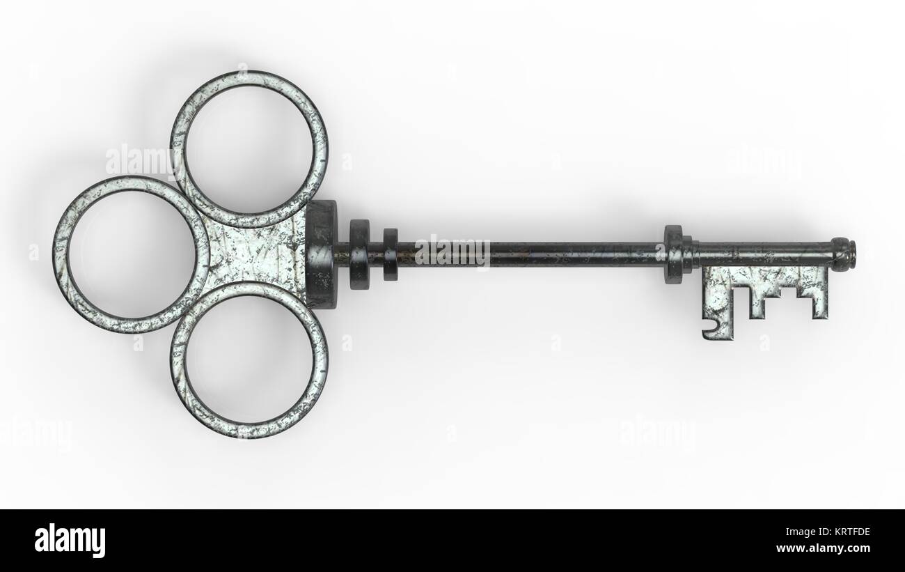 3d rendering old key isolated on white background Stock Photo - Alamy