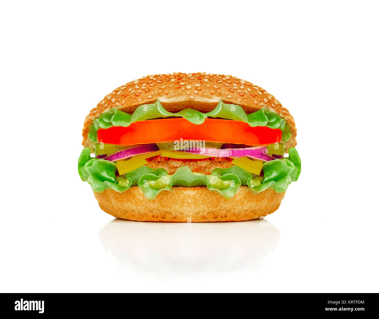 Big appetizing hamburger. Stock Photo