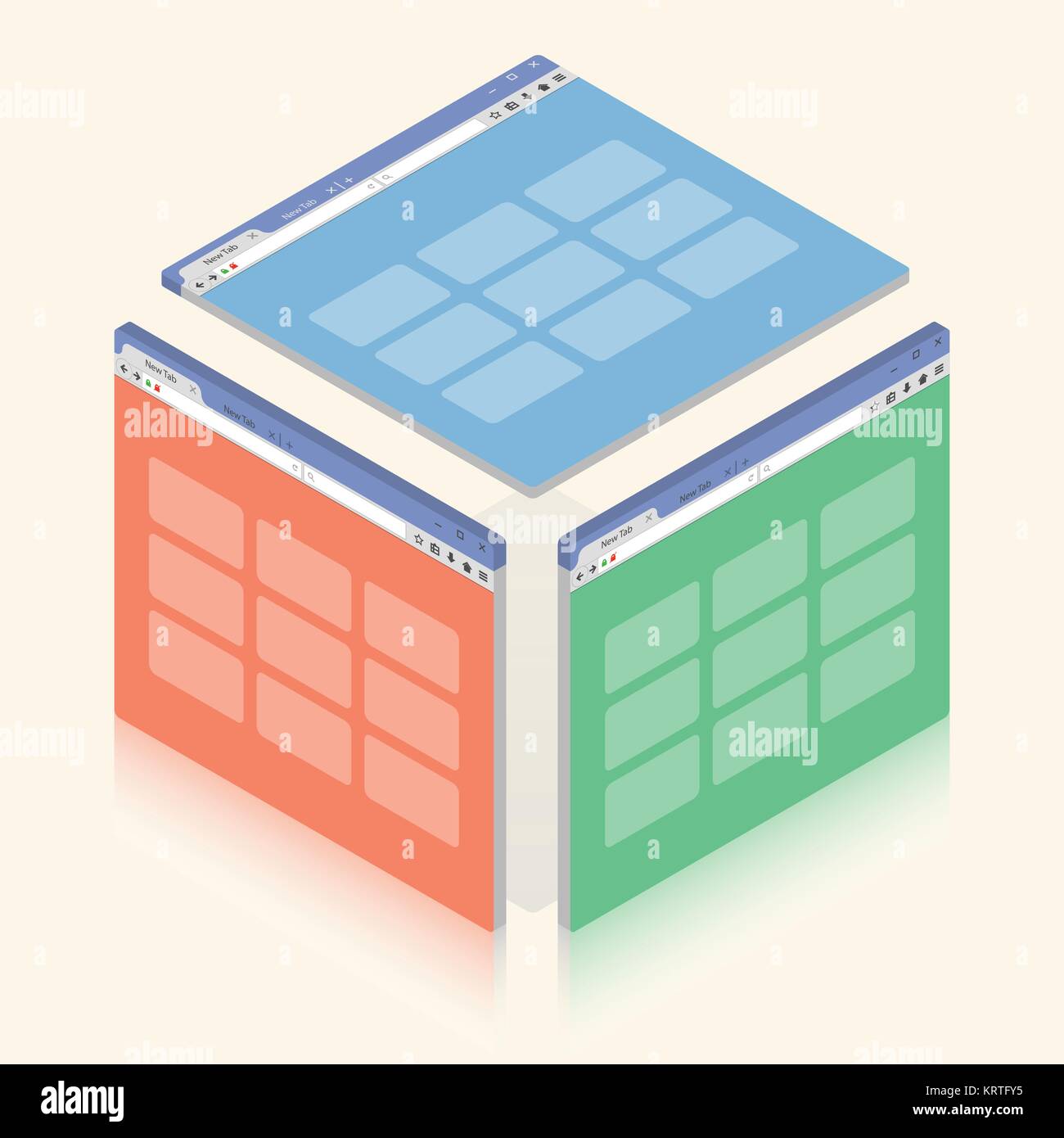 Simple colorful isometric browser window on white background. Vector ...