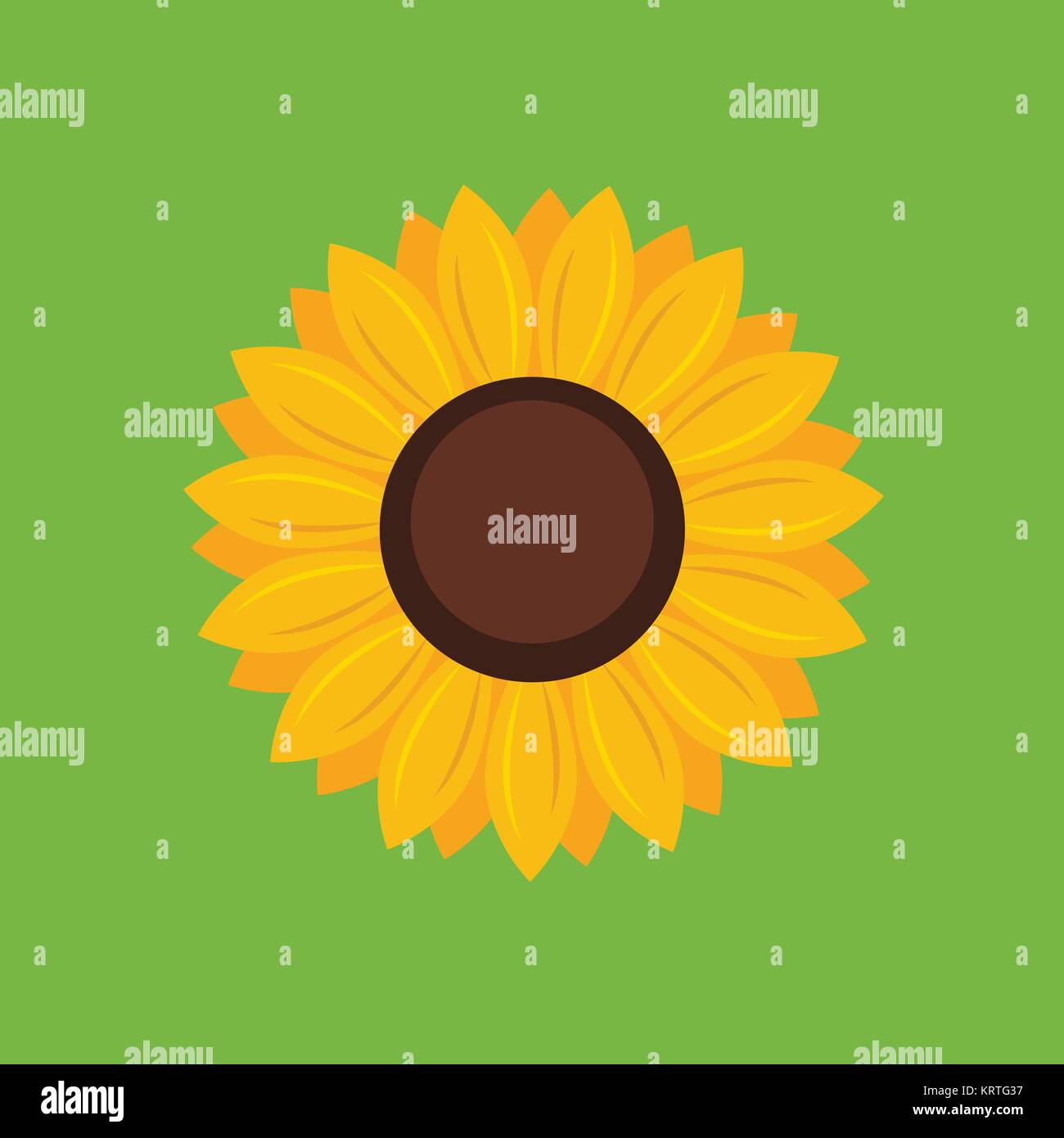 Summer Sunflower icon - Vector on green background Stock Vector Image ...