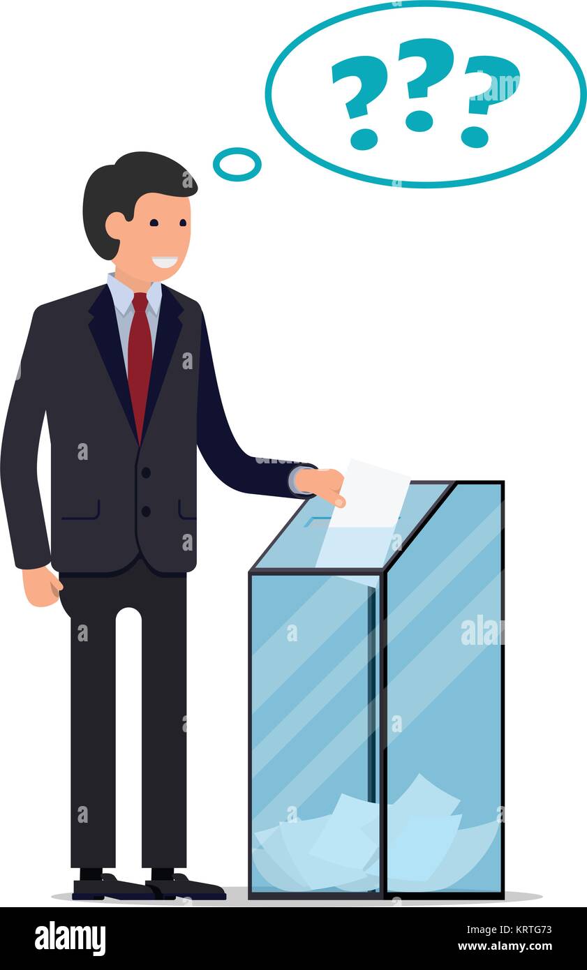 Businessman vote at ballot box. Vector illustration Stock Vector Image ...
