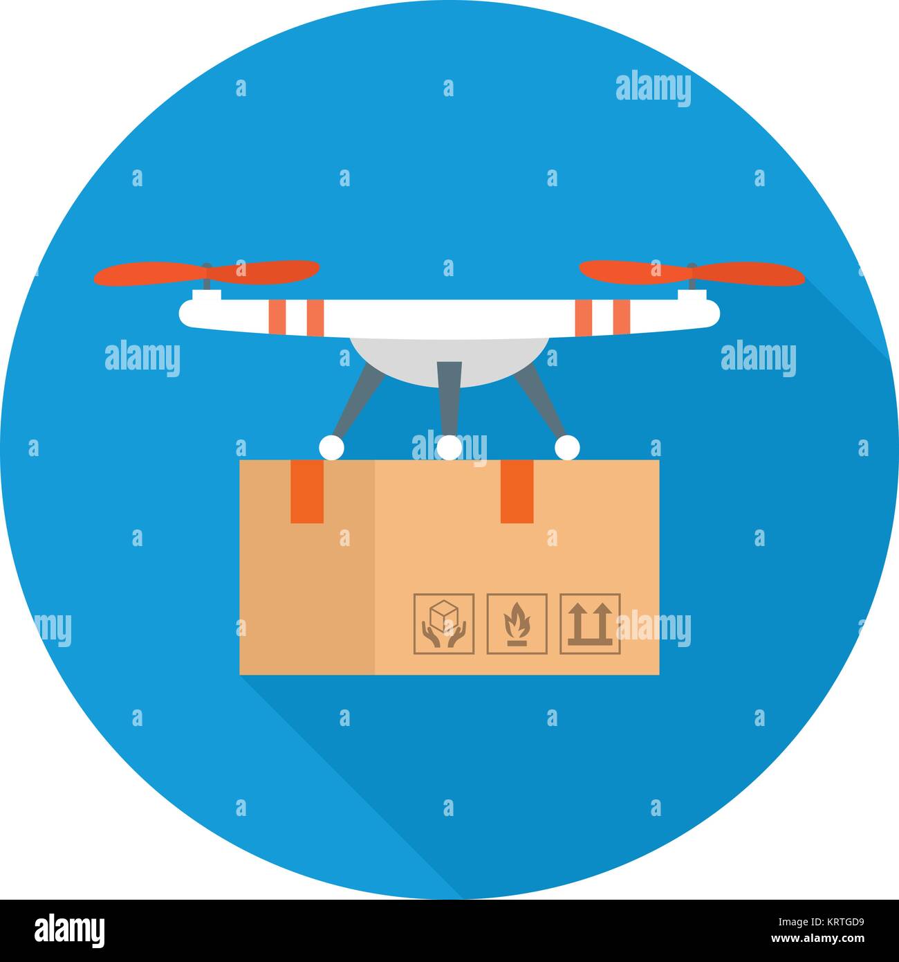 Drone delivery concept vector icon with shadow Stock Vector
