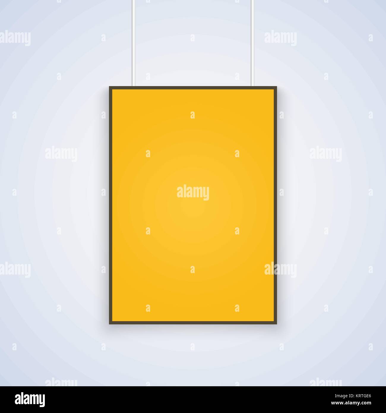 Empty yellow A4 sized vector paper mockup hanging with paper clips. Show your flyers, brochures, headlines etc with this highly detailed realistic des Stock Vector