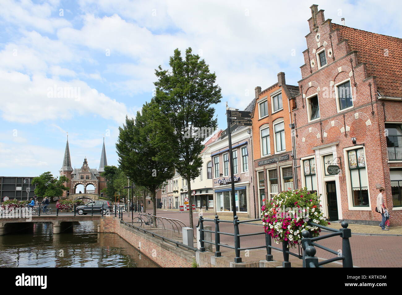 17th century Waterpoort or Water Gate in the Frisian city of Sneek, The Netherlands Stock Photo
