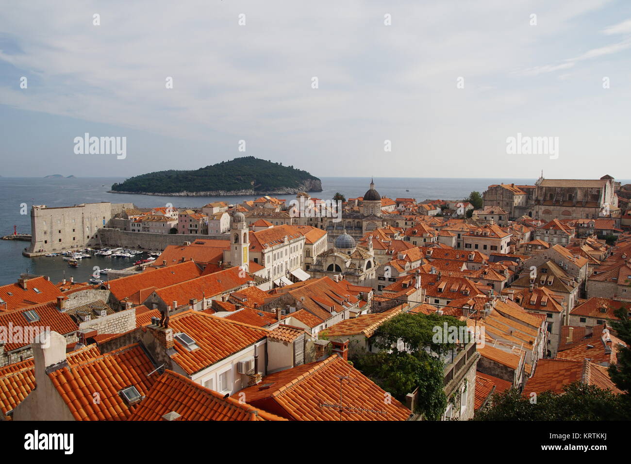 view from the defensive wall to the old town of dubrovnik Stock Photo