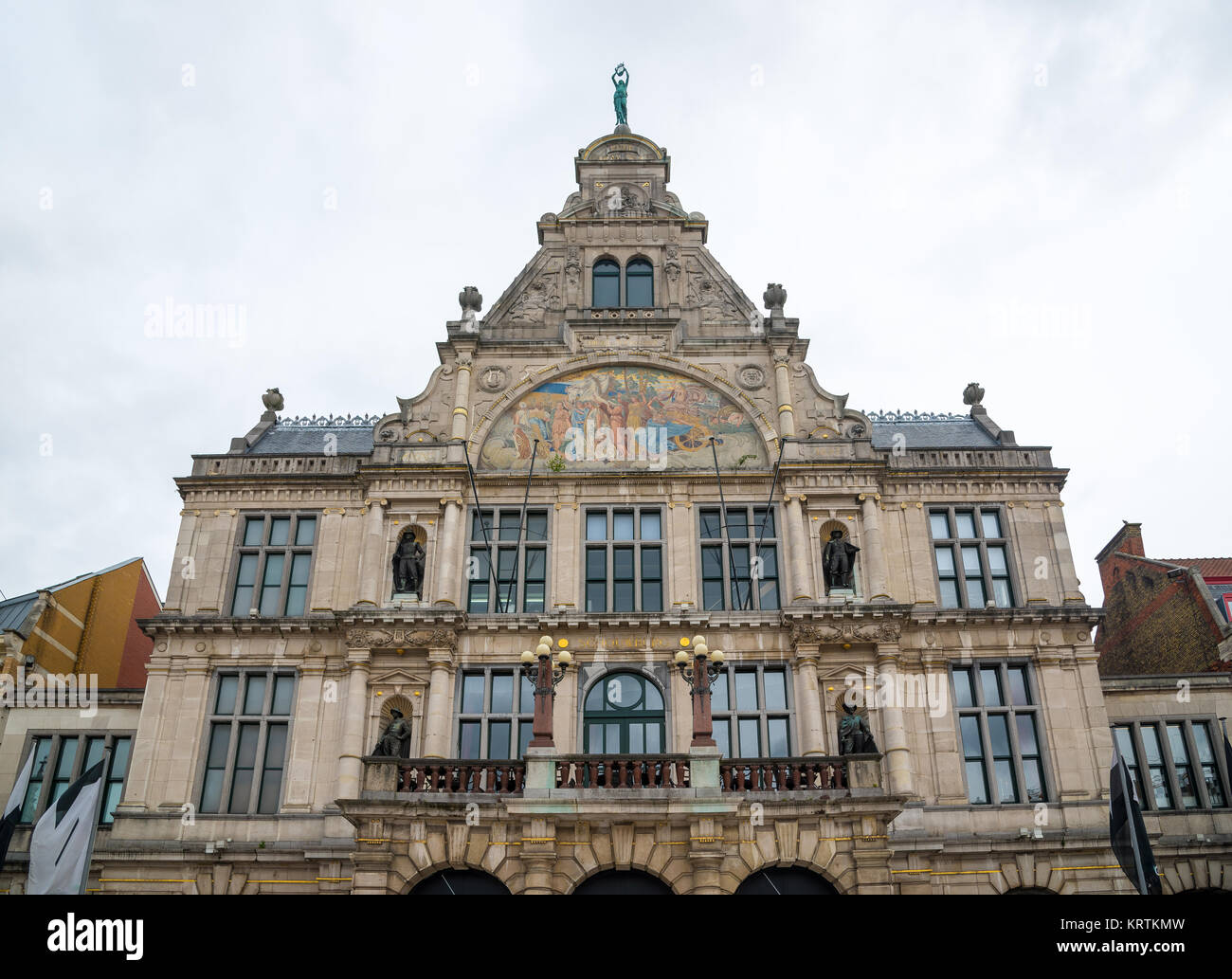 Royal Dutch Theater on Sint-Baafsplein. Perspective view at theater building. Ghent, Belgium Stock Photo