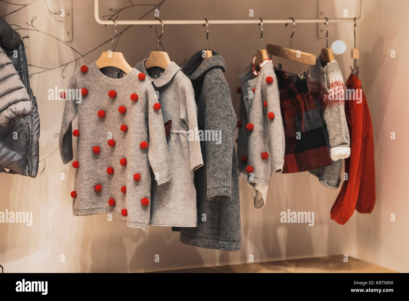 Baby Clothes Hanging On Rack Store Stock Photo 1936987804