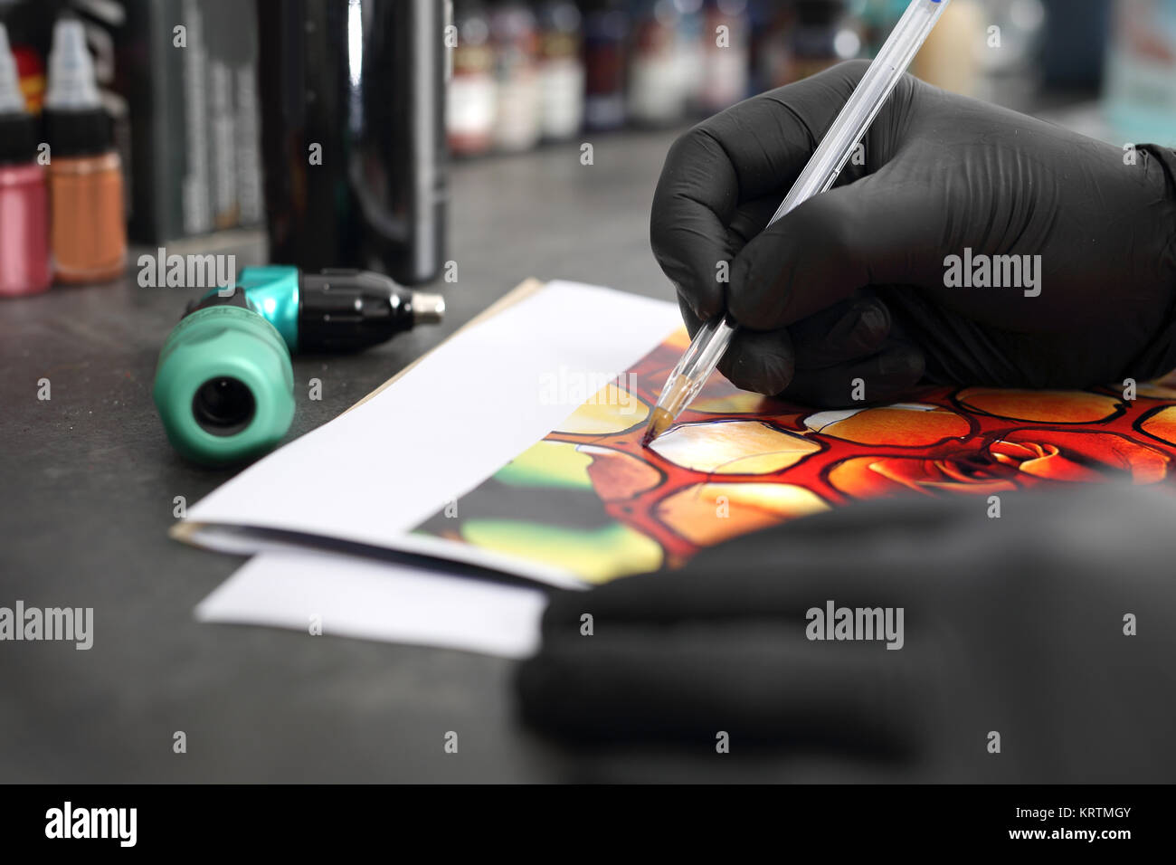 tattoo design. tattoo design painted on tracing paper Stock Photo Alamy