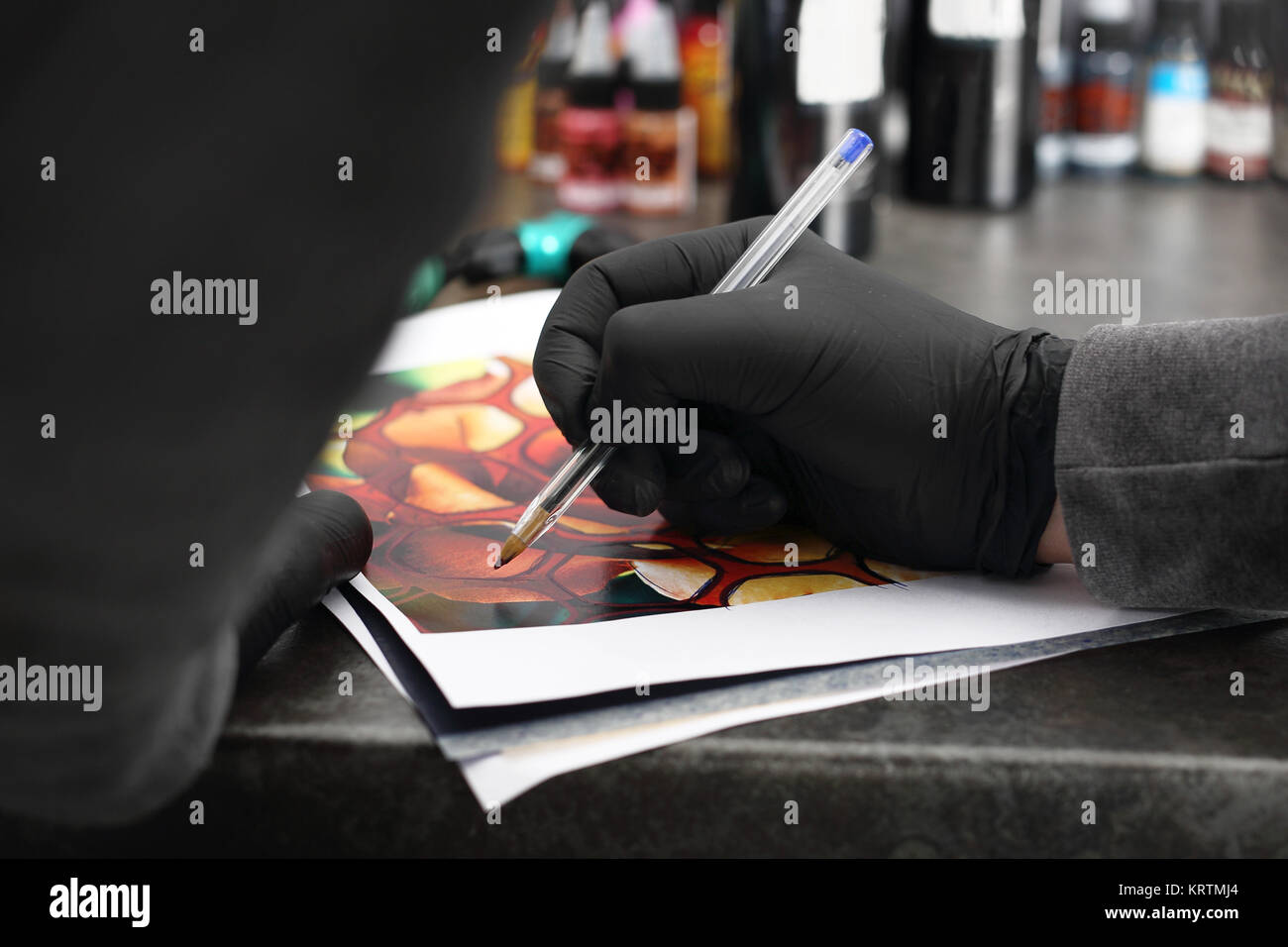 tattoo design. tattoo design painted on tracing paper Stock Photo Alamy