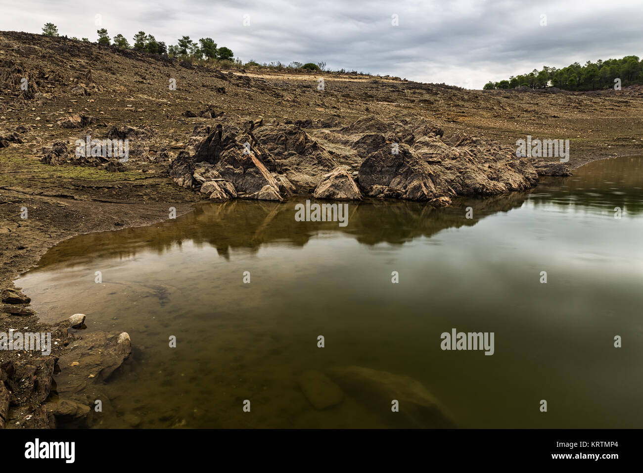 Landscape in the swamp of Gabriel y Galan. Extremadura. Spain. Stock Photo