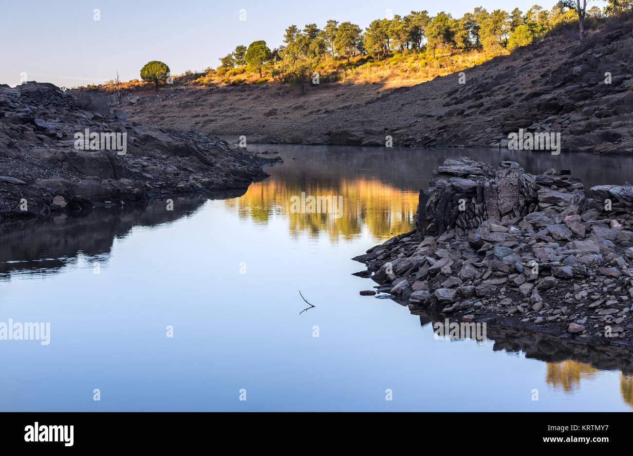 Landscape in the area of Granadilla. Extremadura, Spain. Stock Photo