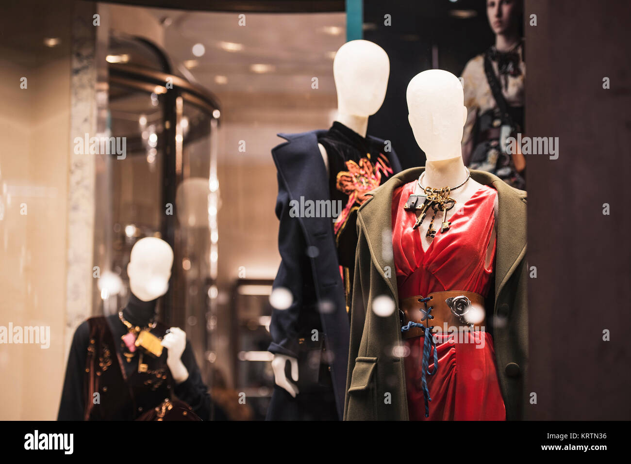 Milan, Italy - November 11, 2016: Luxury clothing shop in Milan fashion district, Italy. Stock Photo