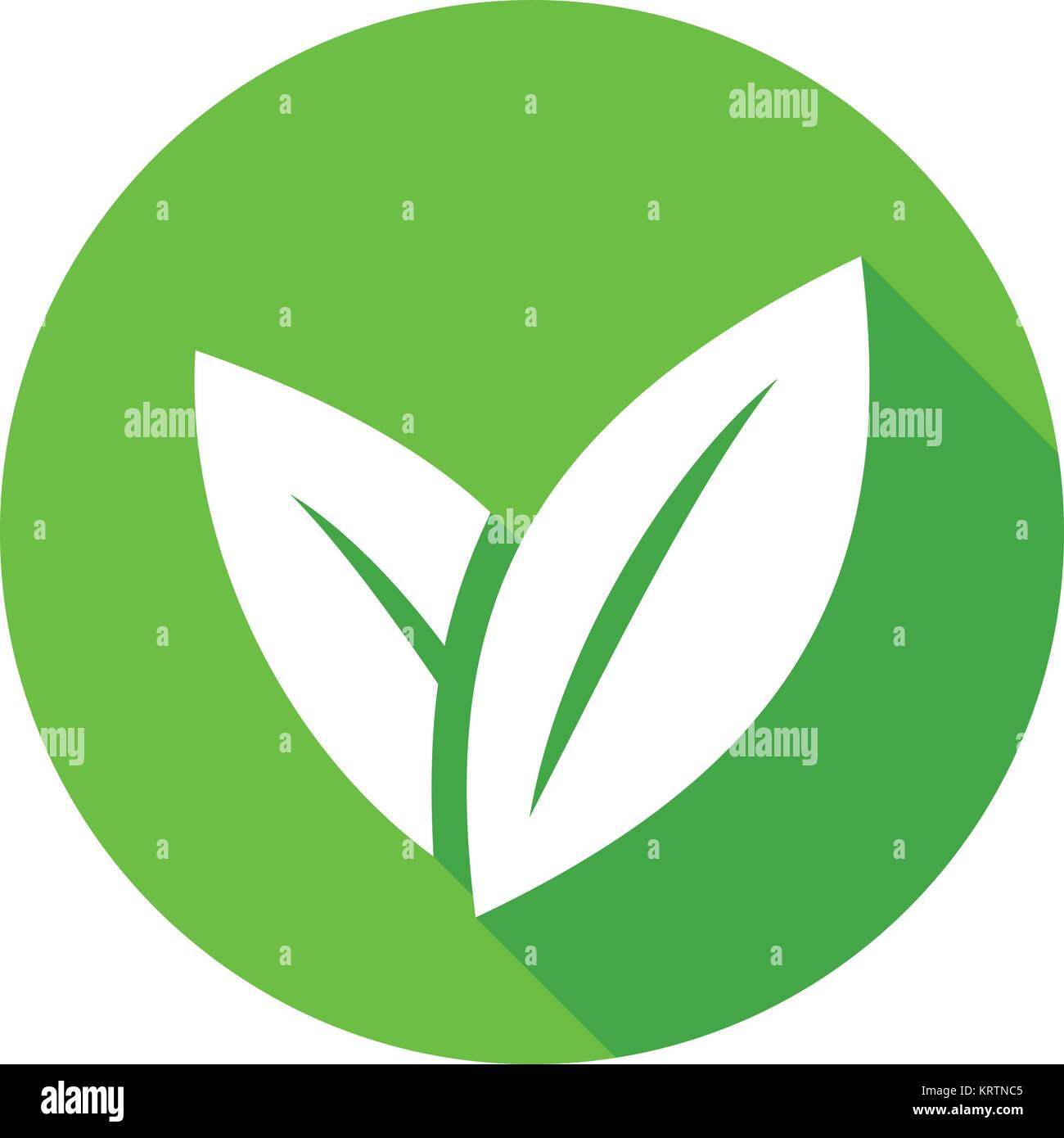 Eco icon green leaf with long shadow vector illustration isolated Stock ...