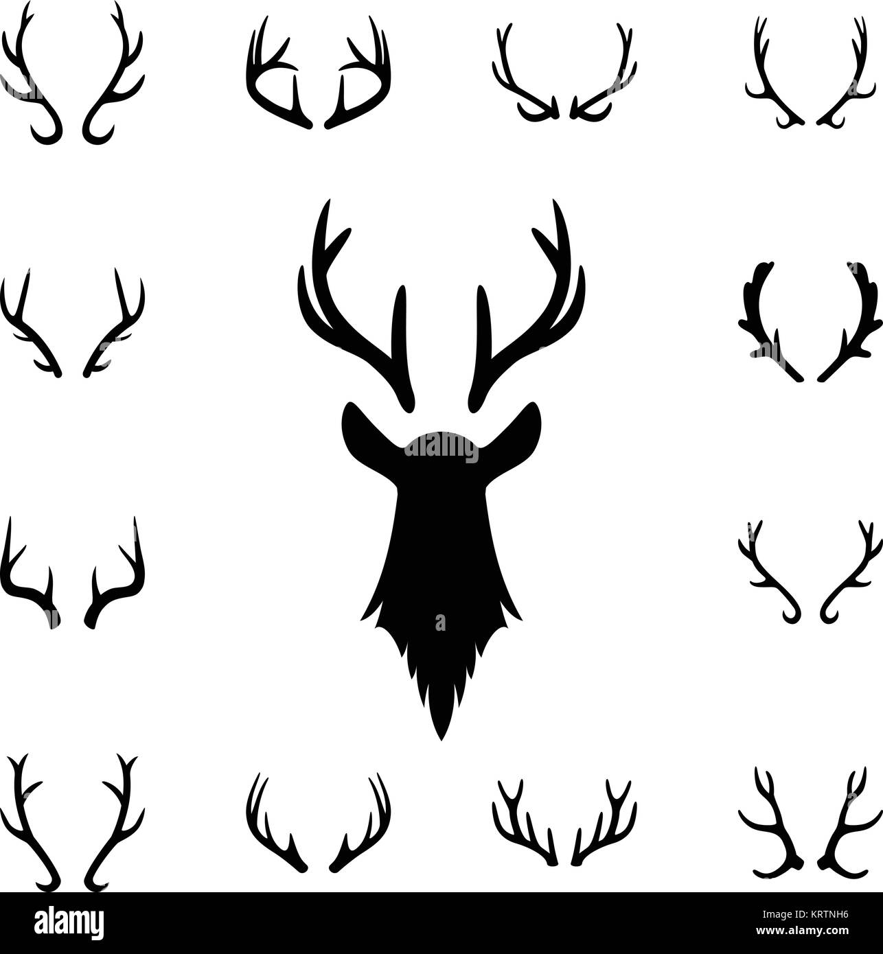 Deer s head and antlers set. Design elements of deer. Vector EPS8 ...