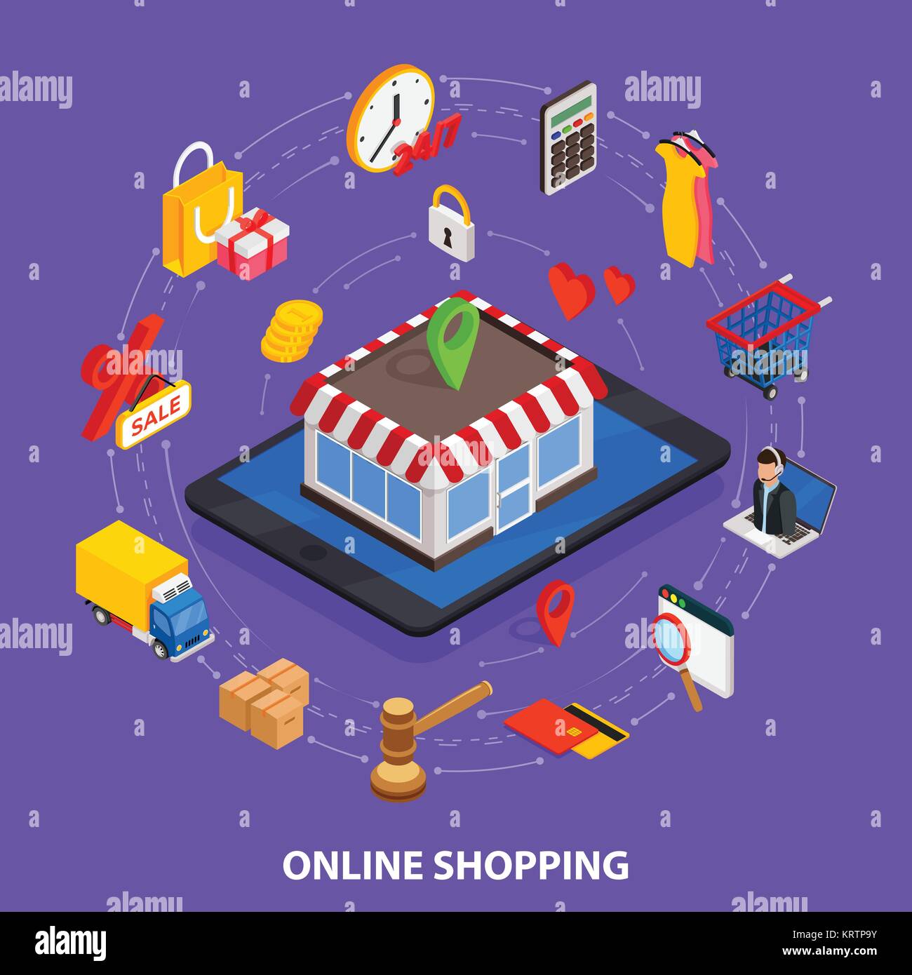 Flat 3d web isometric e-commerce, electronic business, online shopping ...