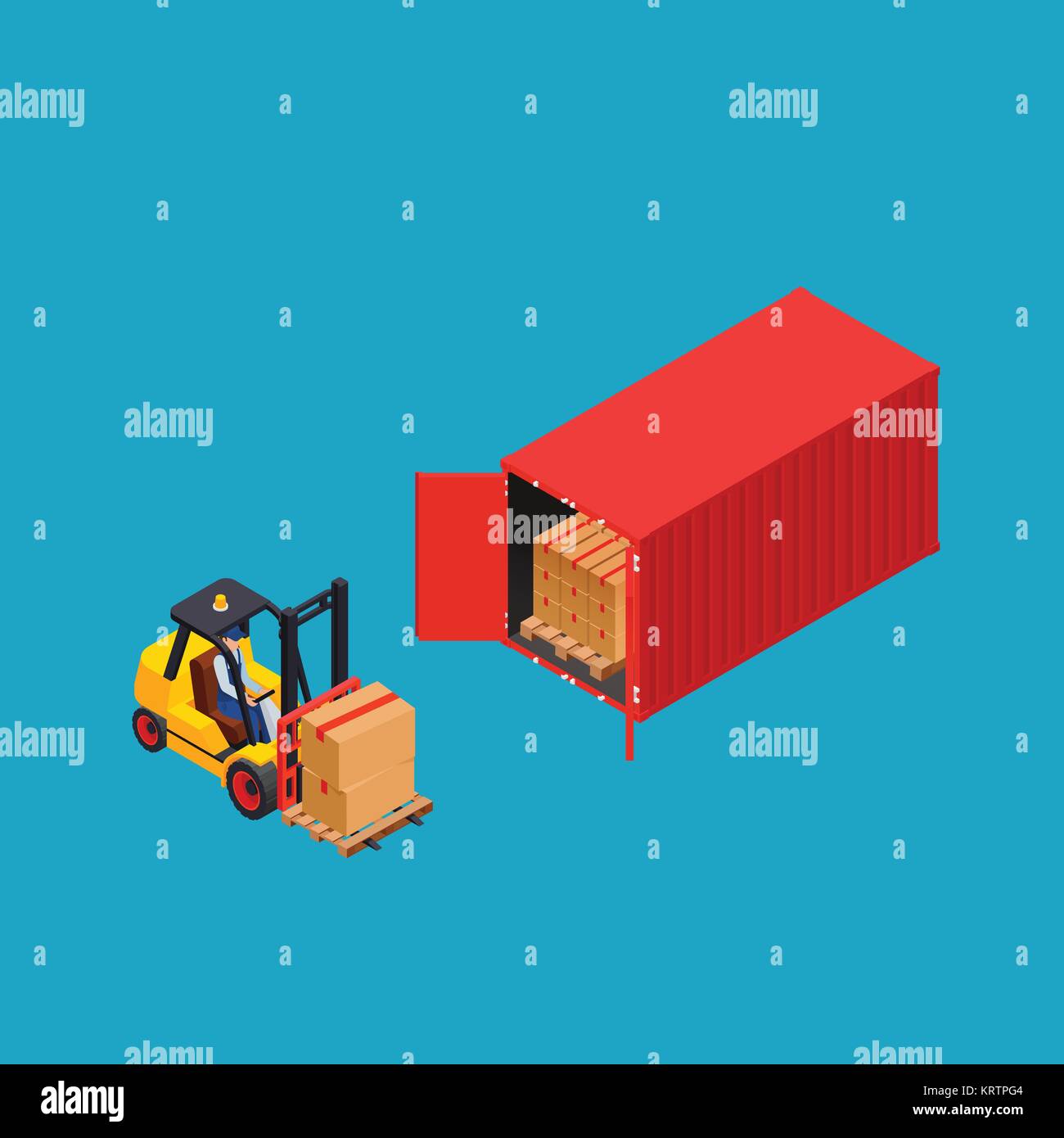 Concept marine cargo port. Unloading of sea cargo containers by a ...