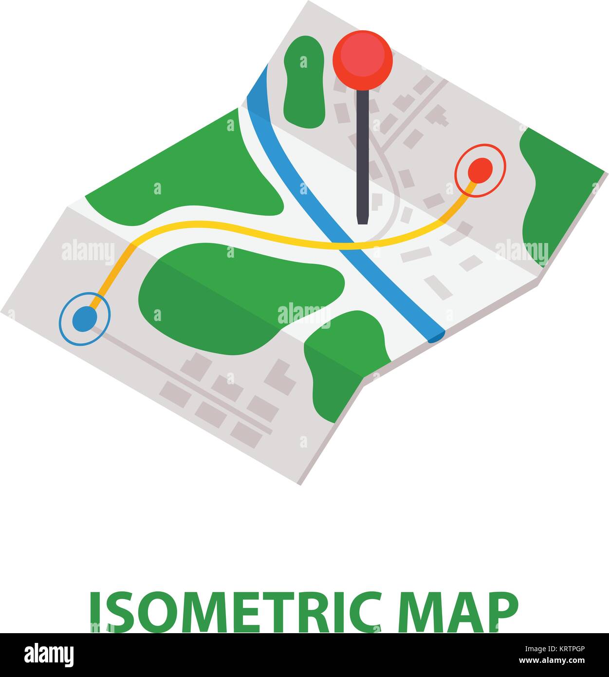 Isometric Delivery Map with Pin icon. Vector Illustration Stock Vector