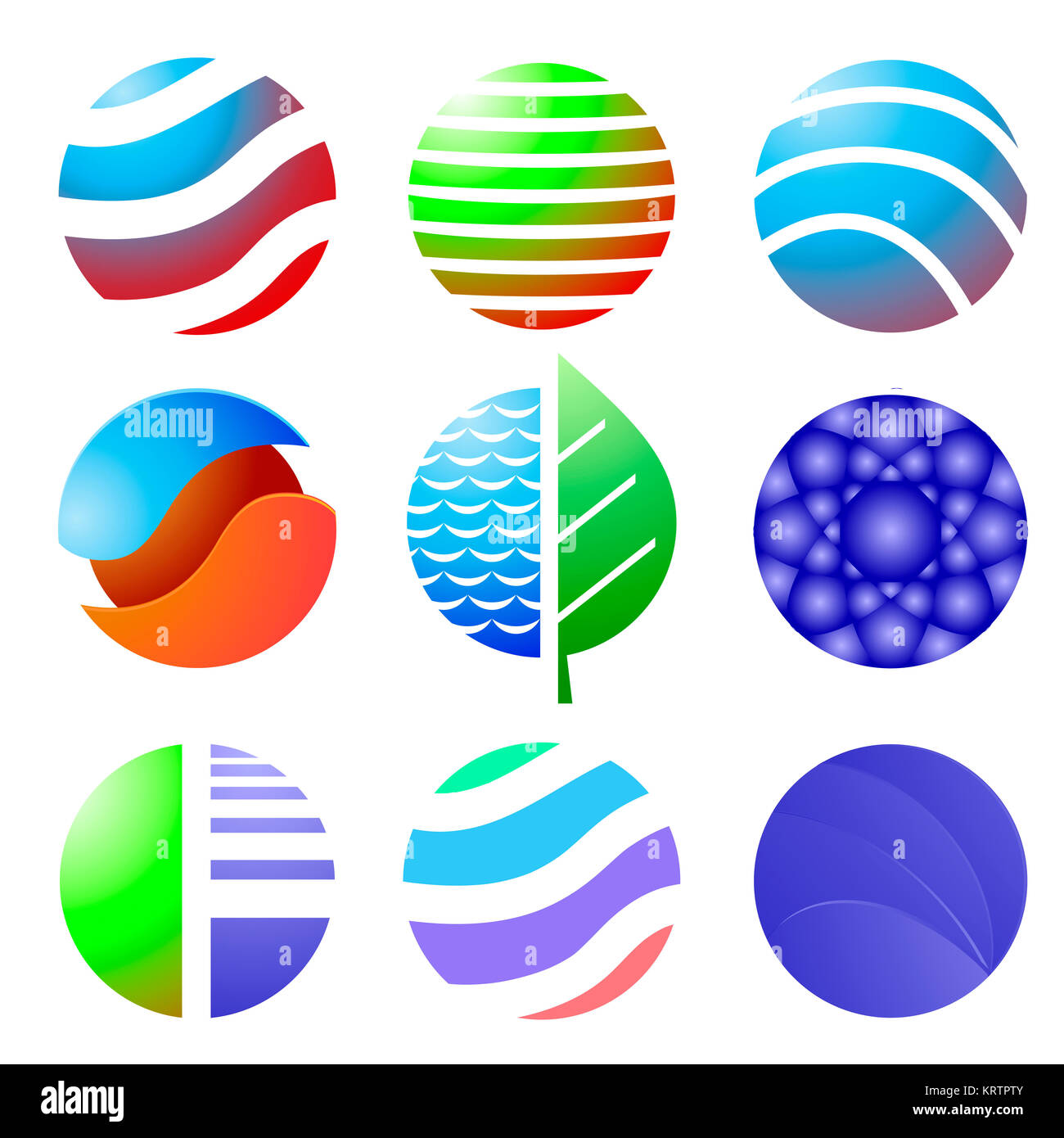 Set of Colored Icons Isolated Stock Photo