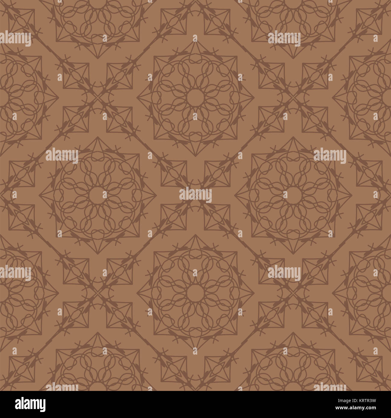 Brown Ornamental Seamless Line Pattern Stock Photo - Alamy