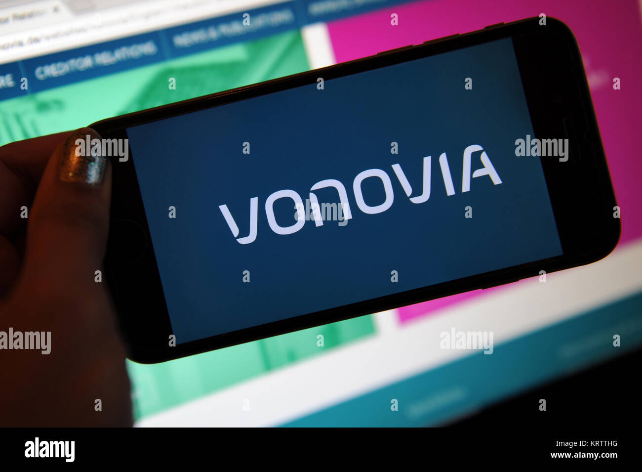 The Vonovia Logo On A Phone And Website On A Computer Stock Photo Alamy