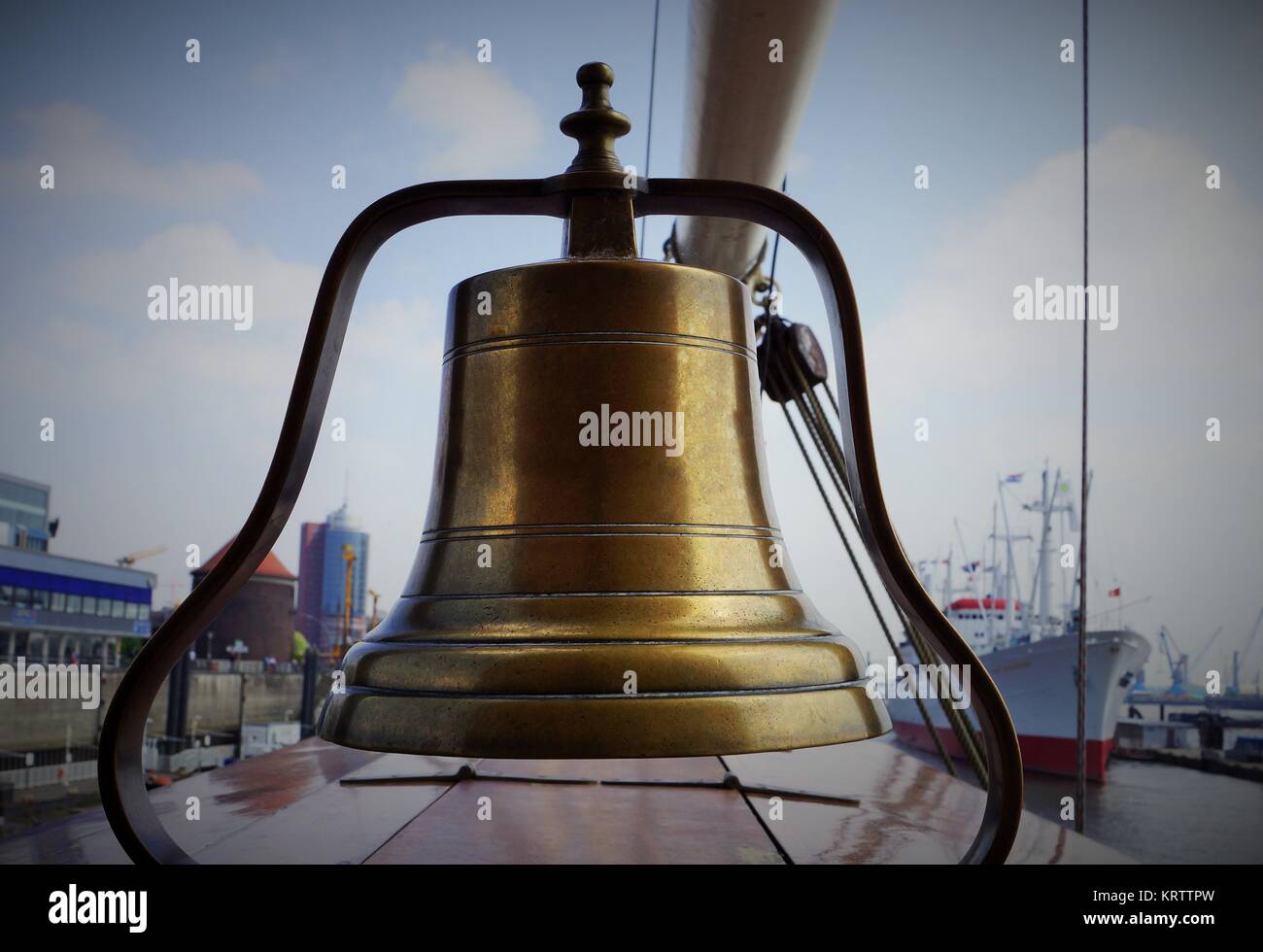 old ship's bell on a sailing ship Stock Photo Alamy