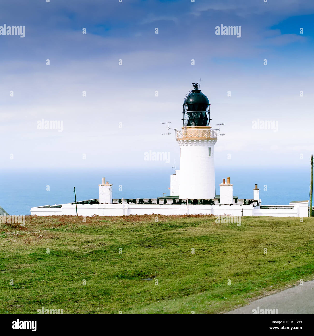 Noss Head Lighthouse near Wick in Scotland. Picture taken in may 1999. Scan from a 6x6 negativ. Stock Photo