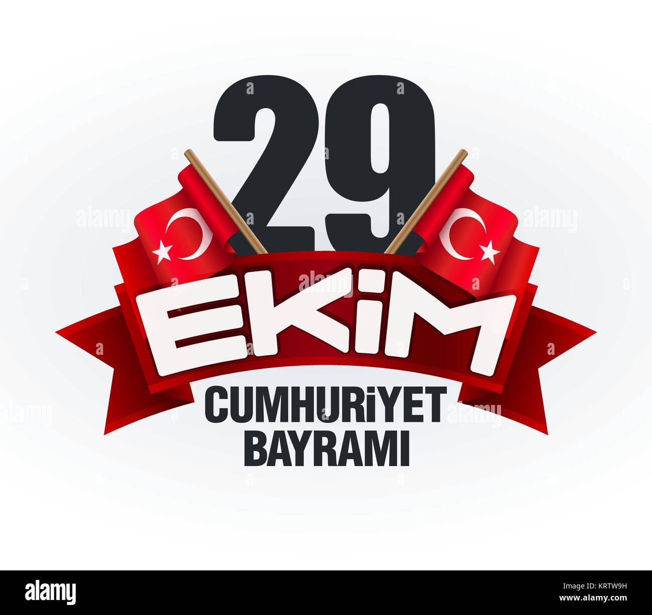 29 Ekim Cumhuriyet Bayrami Tebrik Karti - October 29 Republic Day of Turkey. Greeting card concept on white background. Stock Vector